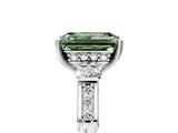 White gold Fancy Green Emerald Cut Brilliant Three-Stone Pave Band with Four-Prong Setting_5