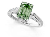 White gold Fancy Green Emerald  Cut Cathedral Pave Diamond Engagement Ring with Six-Prong Setting_33
