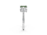 White gold Fancy Green Emerald  Cut Cathedral Pave Diamond Engagement Ring with Six-Prong Setting_34