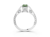 White gold Fancy Green Emerald  Cut Cathedral Pave Diamond Engagement Ring with Six-Prong Setting_35