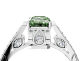 White gold Fancy Green Emerald  Cut Cathedral Pave Diamond Engagement Ring with Six-Prong Setting_36