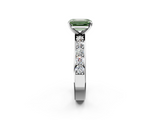 White gold Fancy Green Emerald  Cut Channel Set Diamond Engagement Ring with Four-Prong Setting_211