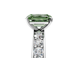 White gold Fancy Green Emerald  Cut Channel Set Diamond Engagement Ring with Four-Prong Setting_214