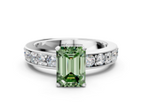 White gold Fancy Green Emerald  Cut Channel Set Diamond Engagement Ring with Four-Prong Setting_217