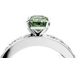 White gold Fancy Green Emerald  Cut Channel Set Diamond Engagement Ring with Four-Prong Setting_221