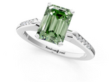 White gold Fancy Green Emerald  Cut Channel Set Solitaire Engagement Ring with Four-Prong Setting_159
