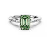 White gold Fancy Green Emerald  Cut Channel Set Solitaire Engagement Ring with Four-Prong Setting_160