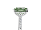 White gold Fancy Green Emerald  Cut Channel Set Solitaire Engagement Ring with Four-Prong Setting_163