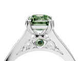 White gold Fancy Green Emerald  Cut Channel Set Solitaire Engagement Ring with Prong Setting_24