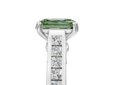 White gold Fancy Green Emerald  Cut Channel Set Solitaire Engagement Ring with Prong Setting_25