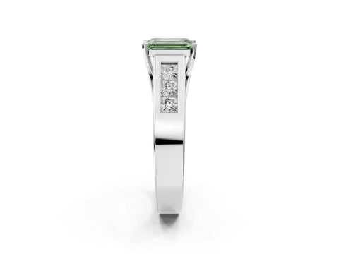 White gold Fancy Green Emerald Cut Cut Channel Set Solitaire Ring with Four-Prong Setting_14