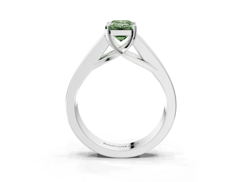 White gold Fancy Green Emerald Cut Cut Channel Set Solitaire Ring with Four-Prong Setting_15