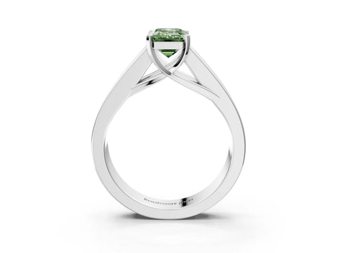 White gold Fancy Green Emerald Cut Cut Channel Set Solitaire Ring with Four-Prong Setting_3