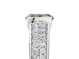 White gold Fancy Green Emerald Cut Cut Diamond Channel Set Pave Band with Tension Prong Setting_5