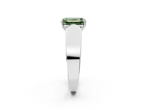 White gold Fancy Green Emerald Cut Cut Diamond Channel Set Solitaire Ring with Four-Prong Setting_2