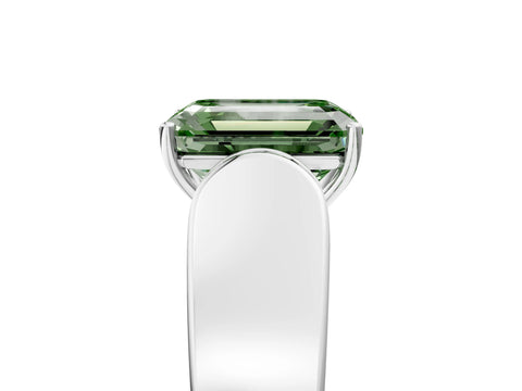 White gold Fancy Green Emerald Cut Cut Diamond Channel Set Solitaire Ring with Four-Prong Setting_77