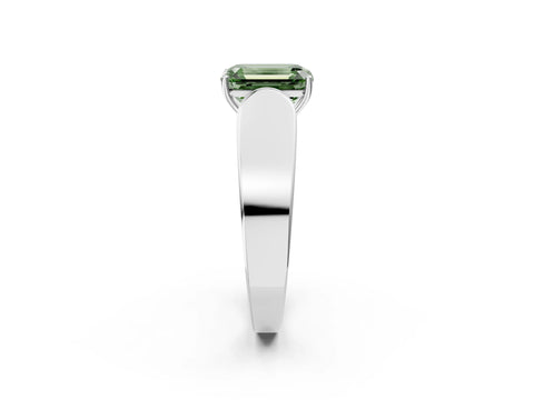 White gold Fancy Green Emerald Cut Cut Diamond Channel Set Solitaire Ring with Four-Prong Setting_84