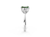 White gold Fancy Green Emerald Cut Cut Diamond Cluster Ring with Solitaire Band and Four-Prong Setting_50