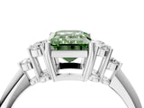 White gold Fancy Green Emerald Cut Cut Diamond Cluster Ring with Solitaire Band and Four-Prong Setting_52