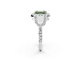 White gold Fancy Green Emerald Cut Cut Diamond Halo Engagement Ring with Open Split Pavé Band_2