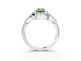 White gold Fancy Green Emerald Cut Cut Diamond Halo Engagement Ring with Open Split Pavé Band_3