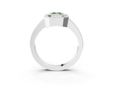 White gold Fancy Green Emerald Cut-Cut Diamond Halo Engagement Ring with Pave Band and Prong Setting_3