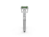 White gold Fancy Green Emerald Cut Cut Diamond Milgrain Pave Band Four-Prong Setting Ring_41
