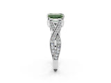 White gold Fancy Green Emerald Cut Cut Diamond Twisted Band with Milgrain Pave Setting and Four-Prong Setting_2