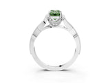 White gold Fancy Green Emerald Cut Cut Diamond Twisted Band with Milgrain Pave Setting and Four-Prong Setting_3
