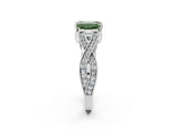 White gold Fancy Green Emerald Cut Cut Diamond Twisted Band with Milgrain Pave Setting and Four-Prong Setting_8