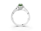 White gold Fancy Green Emerald Cut Cut Diamond Twisted Band with Milgrain Pave Setting and Four-Prong Setting_9