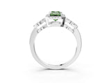 White gold Fancy Green Emerald Cut Cut Halo Diamond Infinity Band with Four-Prong Setting_3