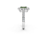 White gold Fancy Green Emerald Cut Cut Halo Diamond Pavé Engagement Ring with Milgrain Detailing_26