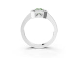 White gold Fancy Green Emerald Cut Cut Halo Pavé Diamond Ring_3