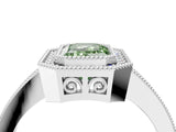 White gold Fancy Green Emerald Cut Cut Halo Pavé Diamond Ring_4
