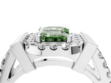 White gold Fancy Green Emerald Cut Cut Halo Split Shank Prong Set Ring_4
