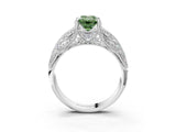 White gold Fancy Green Emerald Cut Cut Milgrain Pave Diamond Engagement Ring with Four-Prong Setting_18
