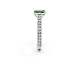 White gold Fancy Green Emerald Cut Cut Pave Band Milgrain Solitaire Ring_2