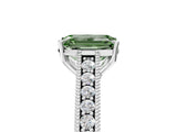 White gold Fancy Green Emerald Cut Cut Pave Band Milgrain Solitaire Ring_5