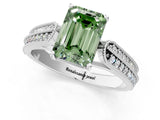 White gold Fancy Green Emerald Cut Cut Pave Split Shank Engagement Ring with Four-Prong Setting_13