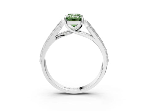 White gold Fancy Green Emerald Cut Cut Pave Split Shank Engagement Ring with Four-Prong Setting_15