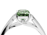 White gold Fancy Green Emerald Cut Cut Pave Split Shank Engagement Ring with Four-Prong Setting_16