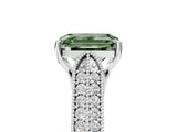White gold Fancy Green Emerald Cut Cut Pave Split Shank Engagement Ring with Four-Prong Setting_17