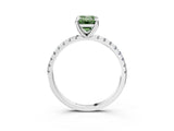 White gold Fancy Green Emerald Cut Diamond Brilliant Solitaire Ring with Pavé Band and Four-Prong Setting_15