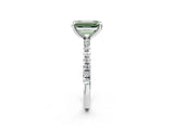 White gold Fancy Green Emerald Cut Diamond Brilliant Solitaire Ring with Pavé Band and Four-Prong Setting_26