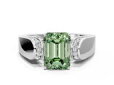 White gold Fancy Green Emerald Cut Diamond Channel Set Solitaire Ring with Four-Prong Setting_25