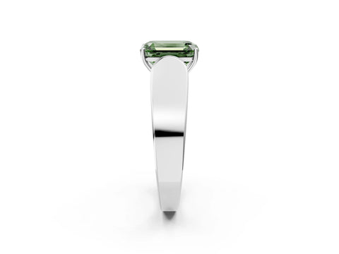 White gold Fancy Green Emerald Cut Diamond Channel Set Solitaire Ring with Four-Prong Setting_27