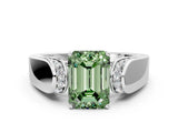 White gold Fancy Green Emerald Cut Diamond Channel Set Solitaire Ring with Four-Prong Setting_44