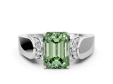White gold Fancy Green Emerald Cut Diamond Channel Set Solitaire Ring with Four-Prong Setting_45