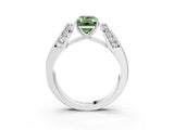 White gold Fancy Green Emerald Cut Diamond Channel Set Solitaire Ring with Four-Prong Setting_71